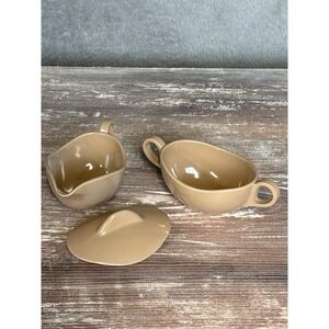 Melamine Vintage Retro Brown Lidded Creamer and Sugar Set 1950s